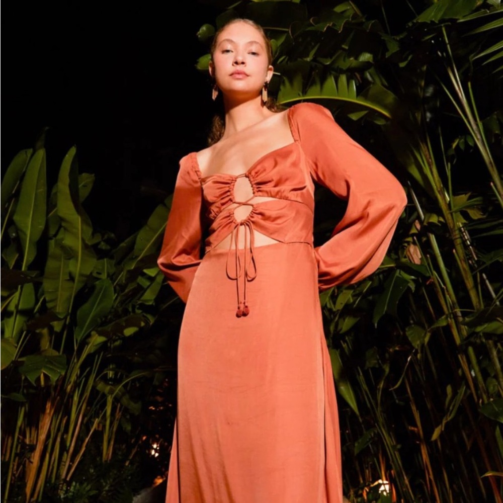 NWT Farm Rio Caramel Cut Out Midi Dress